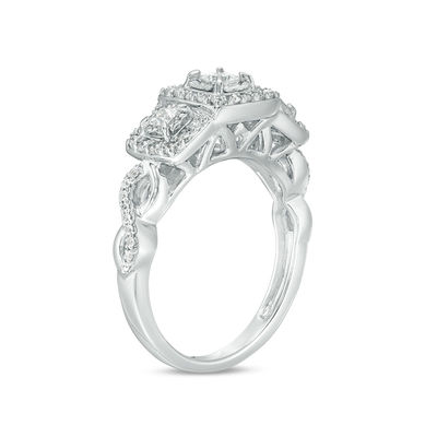 0.50 CT. T.W. Princess-Cut Diamond Past Present Future® Frame Twist Engagement Ring in 10K White Gold