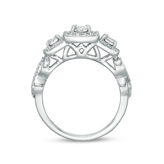 0.50 CT. T.W. Princess-Cut Diamond Past Present Future® Frame Twist Engagement Ring in 10K White Gold