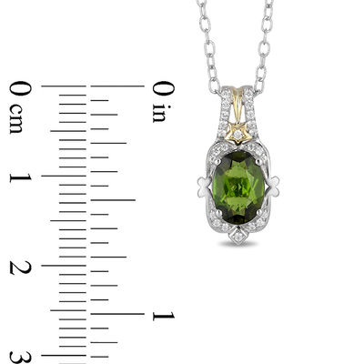 Enchanted Disney Tinker Bell Green Topaz and 0.085 CT. T.W. Diamond Star Pendant in Sterling Silver and 10K Gold - 19"