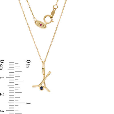 Peoples 100-Year Anniversary Blue Sapphire Hockey Sticks Pendant in 14K Gold