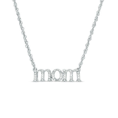 0.04 CT. T.W. Diamond "mom" Necklace in Sterling Silver