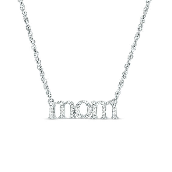 0.04 CT. T.W. Diamond "mom" Necklace in Sterling Silver