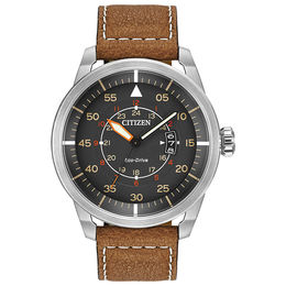 Men's Citizen Eco-Drive® Avion Grey Strap Watch with Grey Dial (Model: AW1361-10H)