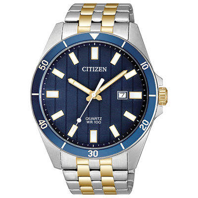 Men's Citizen Quartz Watch Two-Tone Watch with Blue Dial (Model: BI5054-53L)