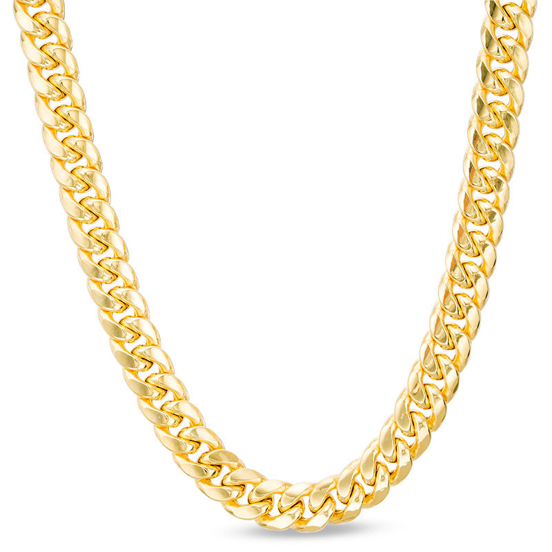 Men's 7.4mm Cuban Curb Chain Necklace in Hollow 10K Gold
