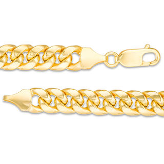 Men's 7.4mm Cuban Curb Chain Necklace in Hollow 10K Gold