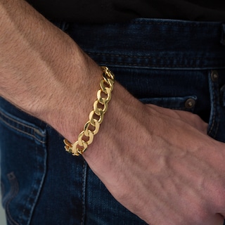 Men's 11.3mm Curb Chain Bracelet in 10K Gold - 9"