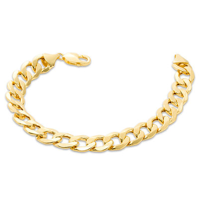 Men's 11.3mm Curb Chain Bracelet in 10K Gold - 9"