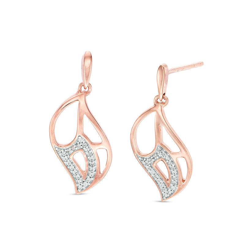 0.085 CT. T.W. Diamond Geometric Cut-Out Flame Drop Earrings in 10K Rose Gold|Peoples Jewellers