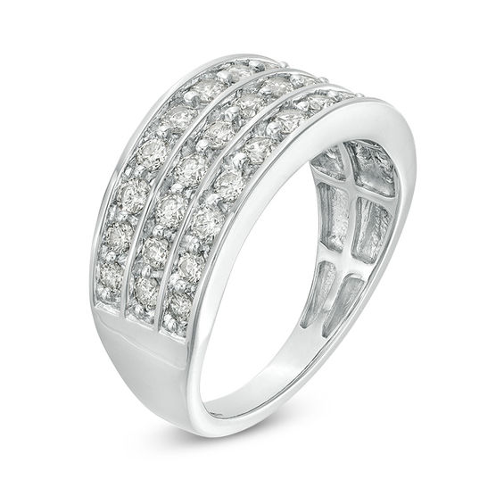 1.00 CT. T.W. Diamond Multi-Row Anniversary Band in 10K White Gold ...