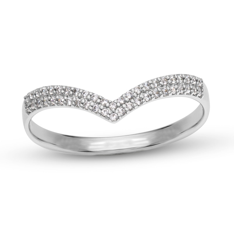 0.10 CT. T.W. Diamond Chevron Band in 10K White Gold|Peoples Jewellers