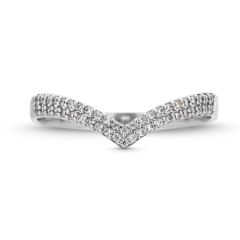 Main Image 4 of 0.10 CT. T.W. Diamond Chevron Band in 10K White Gold