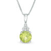 6.0mm Peridot and Diamond Accent Tri-Top Pendant in Sterling Silver