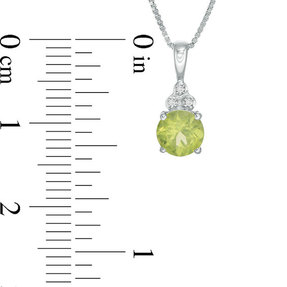 6.0mm Peridot and Diamond Accent Tri-Top Pendant in Sterling Silver