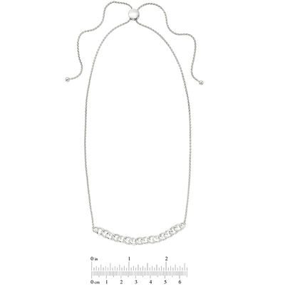 0.10 CT. T.W. Diamond Curb Link Bolo Necklace in Sterling Silver - 26"