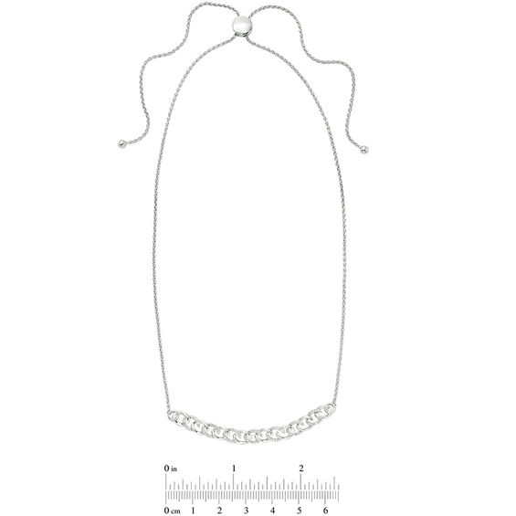 0.10 CT. T.W. Diamond Curb Link Bolo Necklace in Sterling Silver - 26"