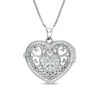Thumbnail Image 0 of Lab-Created White Sapphire Cluster Vintage-Style Heart Locket in Sterling Silver