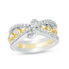 Convertibilities 0.45 CT. T.W. Diamond Scroll and Crossover Three-in-One Ring in Sterling Silver and 10K Gold