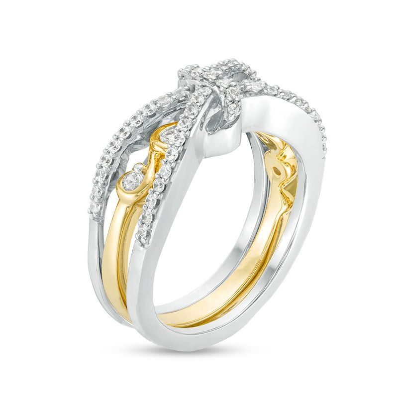 Convertibilities 0.45 CT. T.W. Diamond Scroll and Crossover Three-in-One Ring in Sterling Silver and 10K Gold|Peoples Jewellers