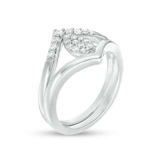 Convertibilities 0.23 CT. T.W. Diamond Pear-Shaped Chevron Three-in-One Ring in Sterling Silver