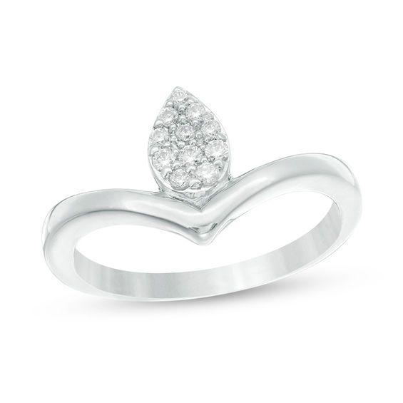 Convertibilities 0.23 CT. T.W. Diamond Pear-Shaped Chevron Three-in-One Ring in Sterling Silver