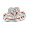 Convertibilities 0.09 CT. T.W. Diamond Heart Frame Three-in-One Ring in Sterling Silver and 10K Rose Gold