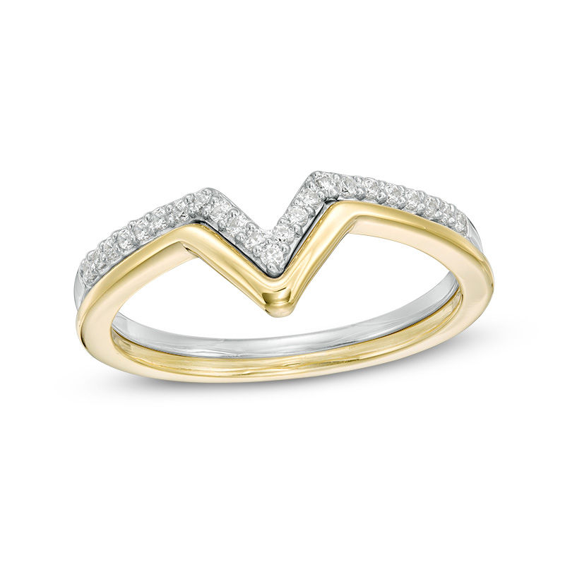 Convertibilities 0.115 CT. T.W. Diamond Chevron Three-in-One Ring in Sterling Silver and 10K Gold|Peoples Jewellers