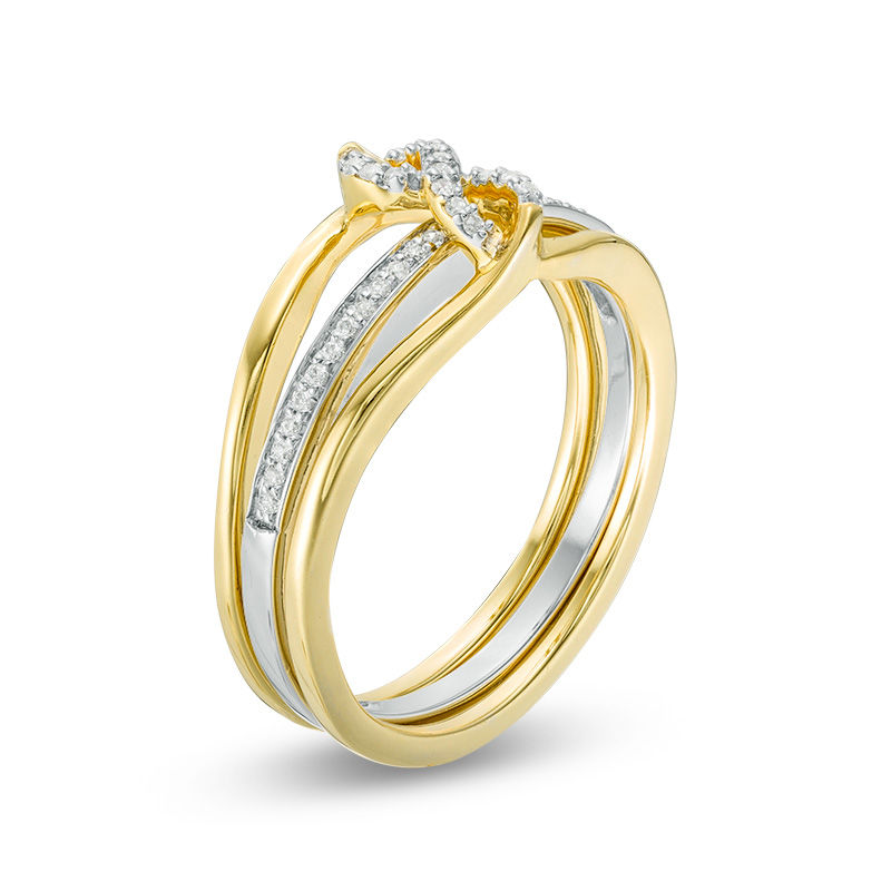 Convertibilities 0.115 CT. T.W. Diamond Infinity Crossover Three-in-One Ring in Sterling Silver and 10K Gold|Peoples Jewellers