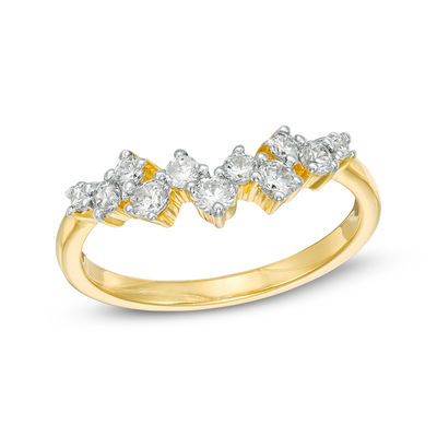 Convertibilities 0.58 CT. T.W. Diamond Zig-Zag and Beaded Stackable Band Set in 10K Gold