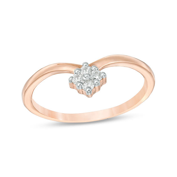 Convertibilities 0.29 CT. T.W. Quad Diamond Loop Cushion Frame Three-in-One Ring in Sterling Silver and 10K Rose Gold