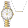 Thumbnail Image 1 of Ladies' Bulova Crystal Accent Two-Tone Watch and Necklace Boxed Set (Model: 98X118)