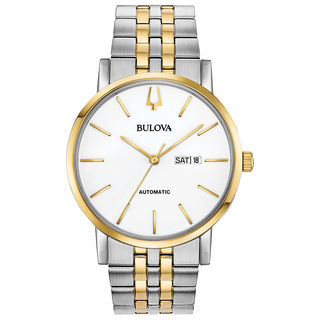 Men's Bulova Classic Automatic Two-Tone Watch with White Dial (Model: 98C130)