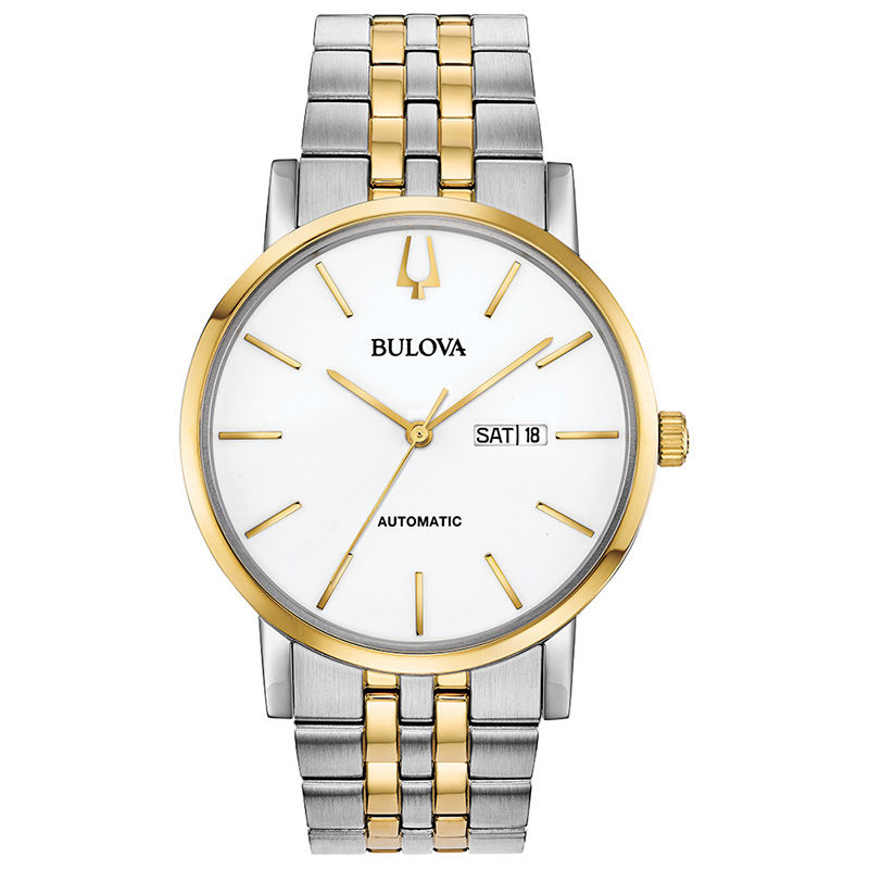 Men's Bulova Classic Automatic Two-Tone Watch with White Dial (Model: 98C130)|Peoples Jewellers