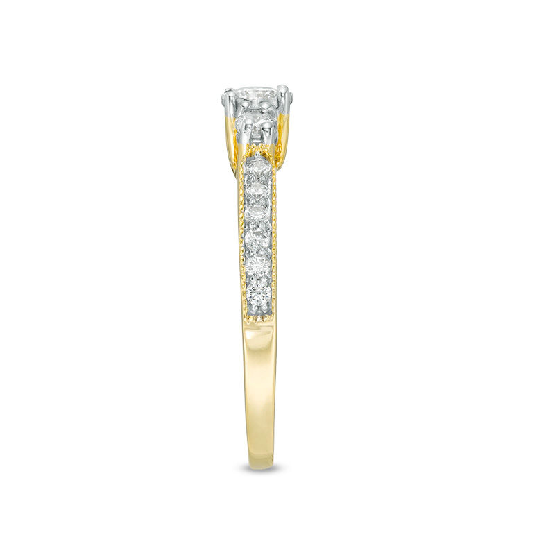 0.45 CT. T.W. Diamond Three Stone Vintage-Style Engagement Ring in 10K Gold|Peoples Jewellers