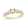 Thumbnail Image 1 of 0.37 CT. T.W. Princess-Cut Diamond Three Stone Crossover Shank Engagement Ring in 10K Gold