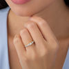 Thumbnail Image 3 of 0.37 CT. T.W. Princess-Cut Diamond Three Stone Crossover Shank Engagement Ring in 10K Gold