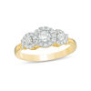 Thumbnail Image 0 of 0.45 CT. T.W. Diamond Three Stone Frame X-Sides Engagement Ring in 10K Gold