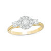 Thumbnail Image 0 of 0.69 CT. T.W. Diamond Three Stone Frame Engagement Ring in 10K Gold