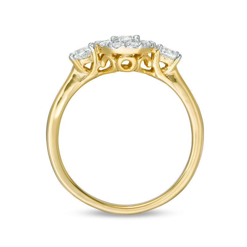 0.69 CT. T.W. Diamond Three Stone Frame Engagement Ring in 10K Gold|Peoples Jewellers