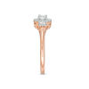 0.69 CT. T.W. Diamond Three Stone Frame Engagement Ring in 10K Rose Gold