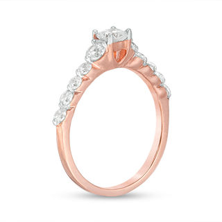 0.69 CT. T.W. Princess-Cut Diamond Three Stone Engagement Ring in 10K Rose Gold