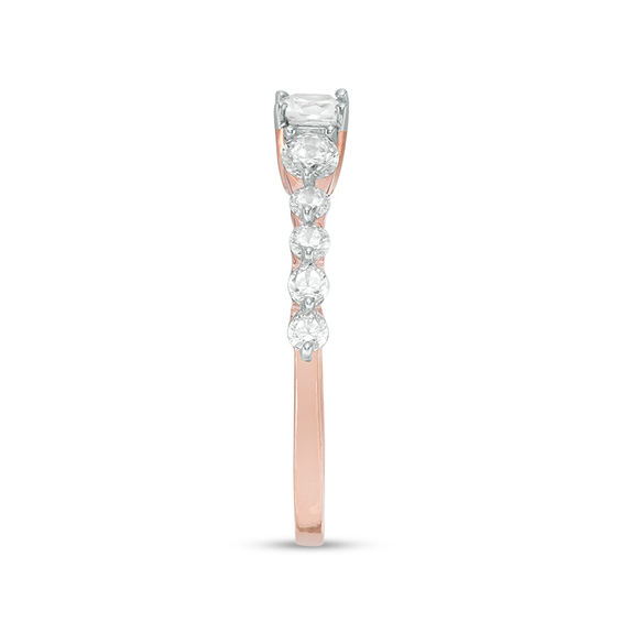 0.69 CT. T.W. Princess-Cut Diamond Three Stone Engagement Ring in 10K Rose Gold