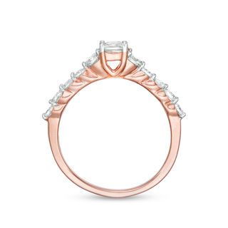 0.69 CT. T.W. Princess-Cut Diamond Three Stone Engagement Ring in 10K Rose Gold