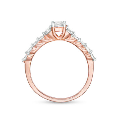 0.69 CT. T.W. Princess-Cut Diamond Three Stone Engagement Ring in 10K Rose Gold