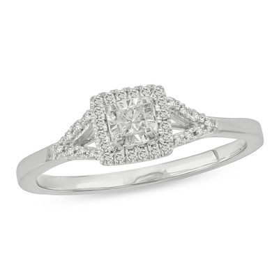 0.145 CT. T.W. Princess-Cut Diamond Frame Promise Ring in Sterling Silver