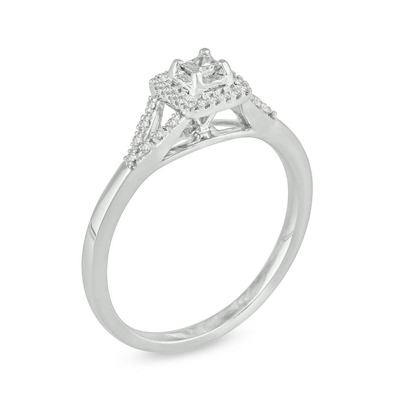 0.145 CT. T.W. Princess-Cut Diamond Frame Promise Ring in Sterling Silver|Peoples Jewellers