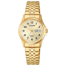 Ladies' Citizen Quartz Gold-Tone Expansion Watch with Champagne Dial (Model: EQ2002-91P)