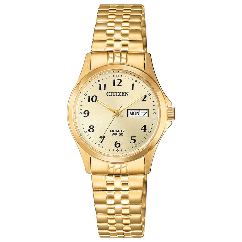 Ladies' Citizen Quartz Gold-Tone Expansion Watch with Champagne Dial (Model: EQ2002-91P)|Peoples Jewellers