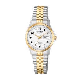 Ladies' Citizen Quartz Two-Tone Expansion Watch with White Dial (Model: EQ2004-95A)
