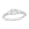 Thumbnail Image 0 of 0.58 CT. T.W. Diamond Three Stone Scallop Shank Engagement Ring in 10K White Gold